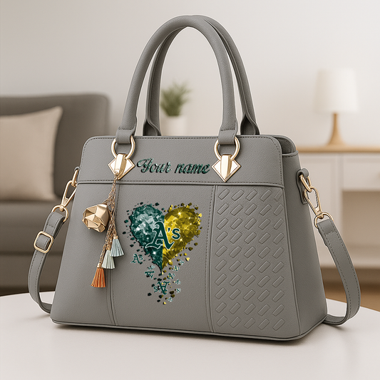 LIMITED EDITION - NEW CUSTOMIZED MLB23 OAS OAKLAND ATHLETICS ZIP HANDBAG MULTICOLOR