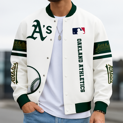 LIMITED EDITION - NEW CUSTOMIZED MLB23 OAS OAKLAND ATHLETICS BASEBALL JACKET, SATIN VARSITY JACKET