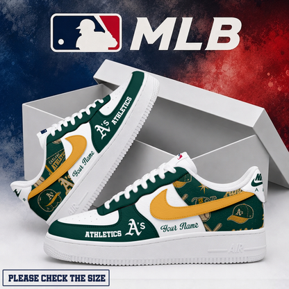 LIMITED EDITION - NEW CUSTOMIZED MLB23 OAS OAKLAND ATHLETICS AF1 SHOES