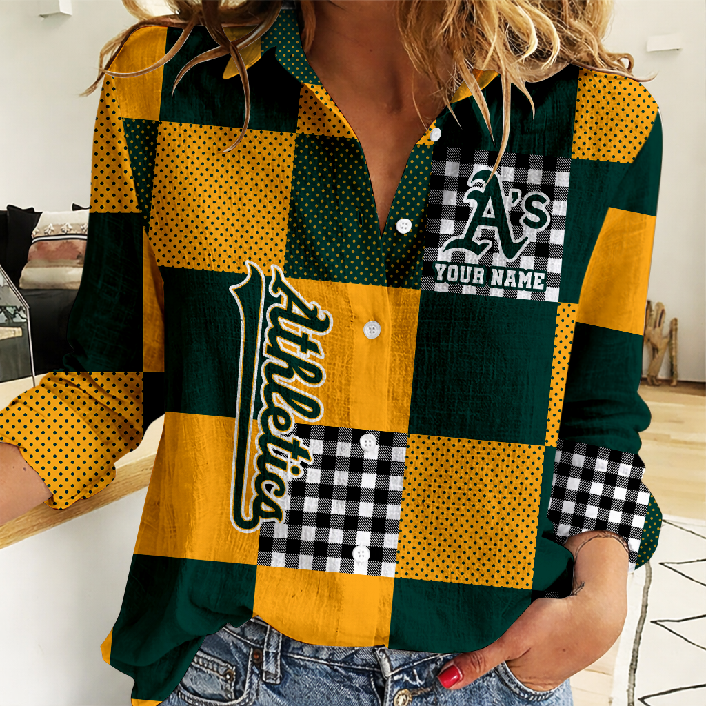 LIMITED EDITION - NEW CUSTOMIZED MLB23 OAS OAKLAND ATHLETICS WOMEN CASUAL SHIRT FOR FAN