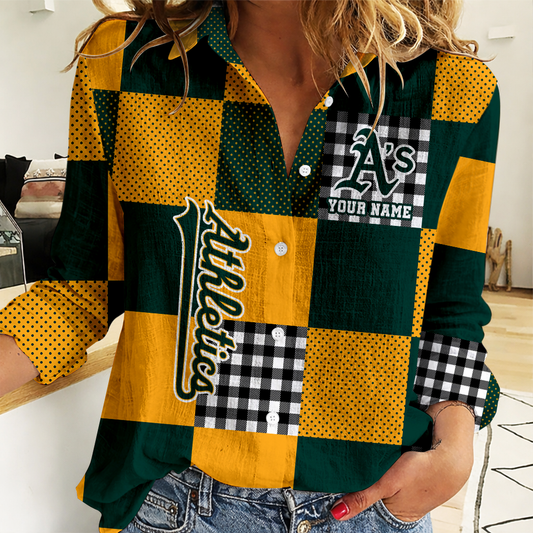 LIMITED EDITION - NEW CUSTOMIZED MLB23 OAS OAKLAND ATHLETICS WOMEN CASUAL SHIRT FOR FAN