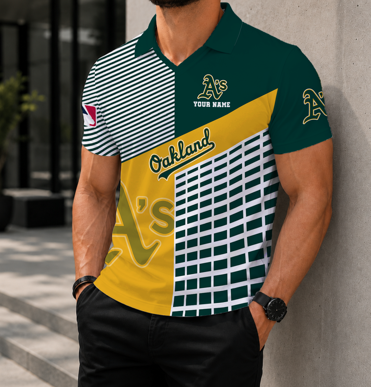 LIMITED EDITION - NEW CUSTOMIZED MLB23 OAS OAKLAND ATHLETICS POLO SHIRT