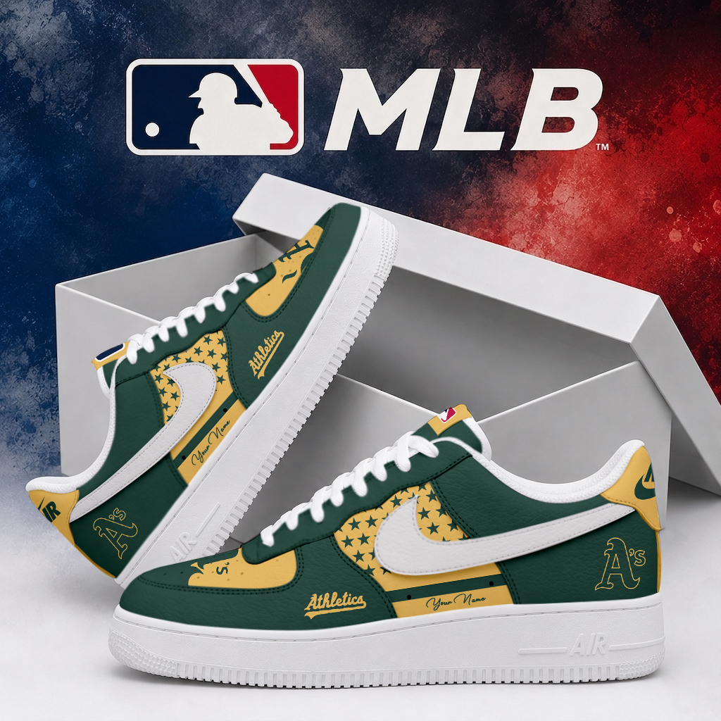 LIMITED EDITION - NEW CUSTOMIZED MLB23 OAS OAKLAND ATHLETICS AF1 SHOES