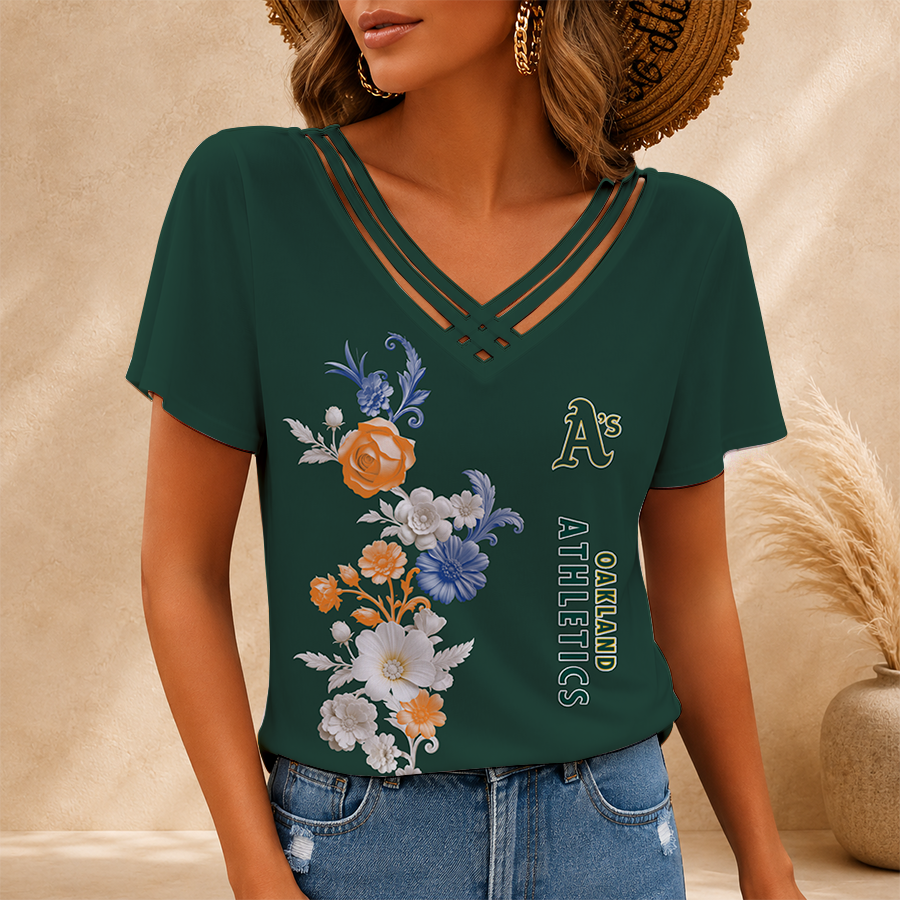 [FLASH SALE] NEW CUSTOMIZED MLB23 OAS OAKLAND ATHLETICS V-NECK SHIRT