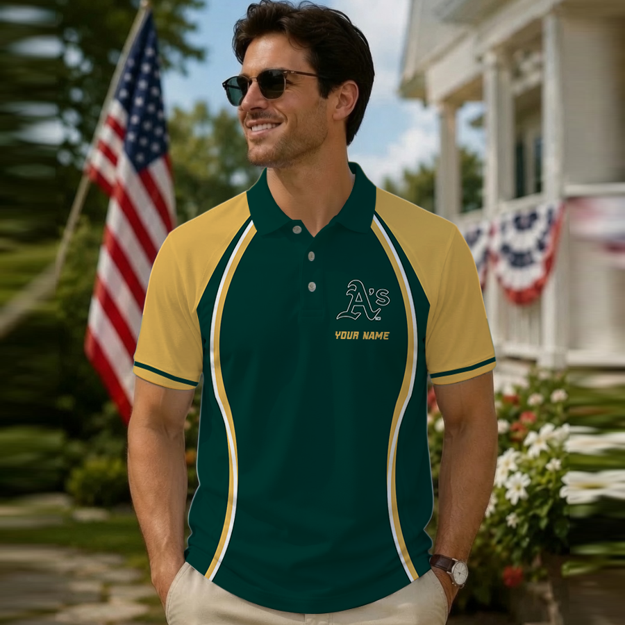 [FLASH SALE] NEW CUSTOMIZED MLB23 OAS OAKLAND ATHLETICS POLO SHIRT