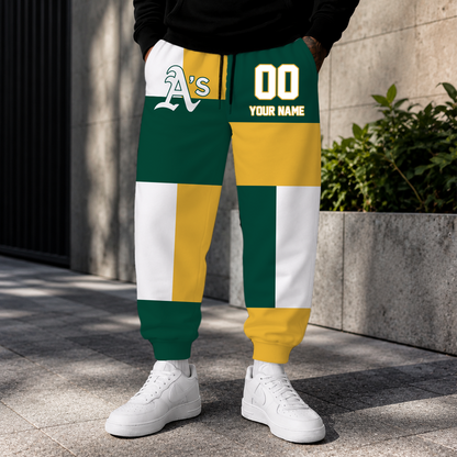 ELITE EDITION - NEW CUSTOMIZED MLB23 OAS OAKLAND ATHLETICS SWEATPANTS