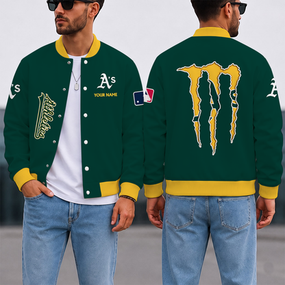 SPECIAL EDITION - NEW CUSTOMIZED MLB23 OAS OAKLAND ATHLETICS SATIN VARSITY & BASEBALL JACKET
