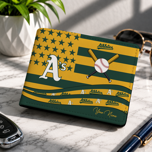LIMITED EDITION - NEW CUSTOMIZED MLB23 OAS OAKLAND ATHLETICS LEATHER WALLET