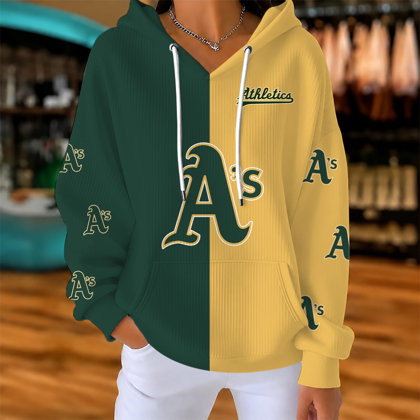 [FLASH SALE] NEW CUSTOMIZED MLB23 OAS OAKLAND ATHLETICS RIBBED HOODIE & SWEATSHIRT