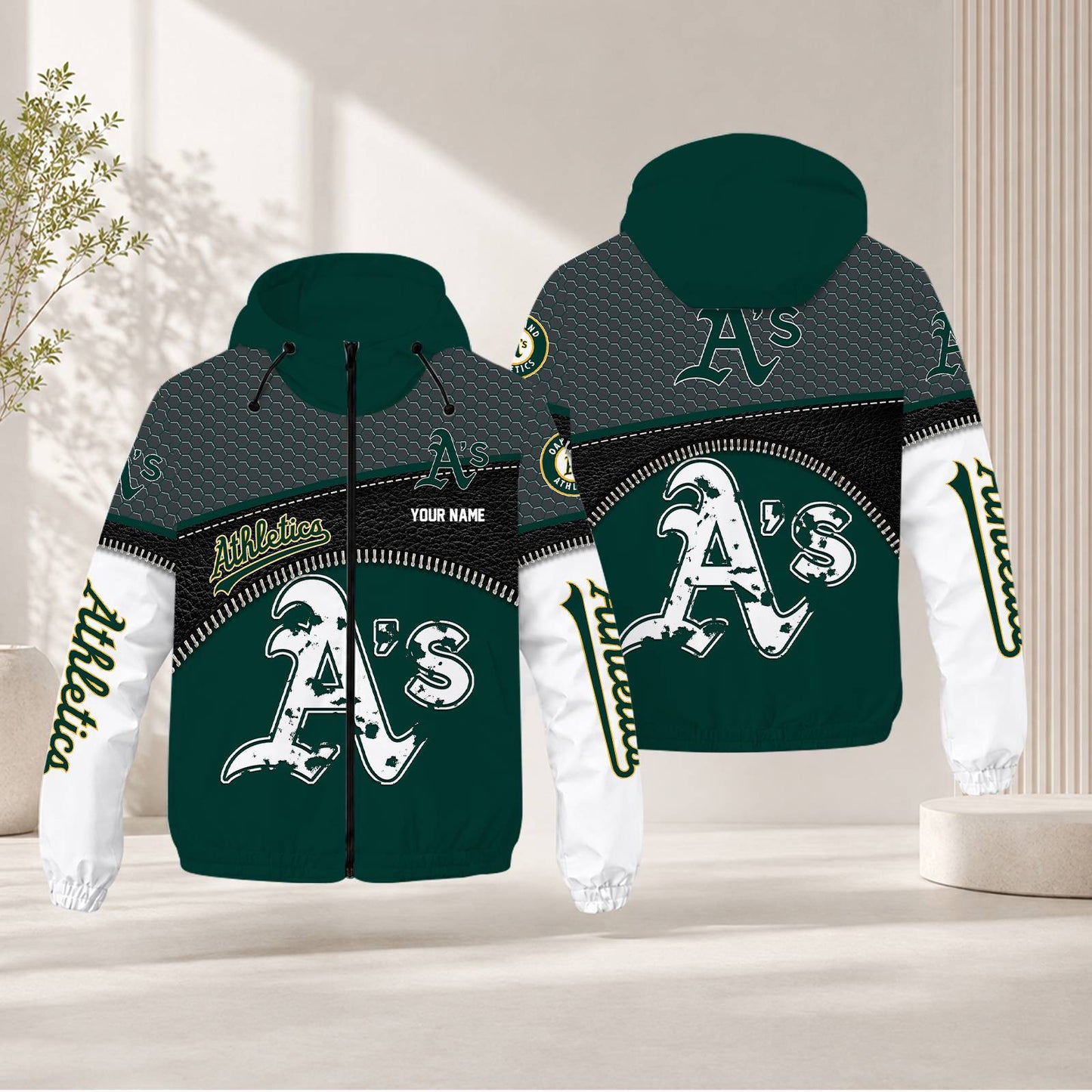 LIMITED EDITION - NEW CUSTOMIZED MLB23 OAS OAKLAND ATHLETICS WINDBREAKER JACKET