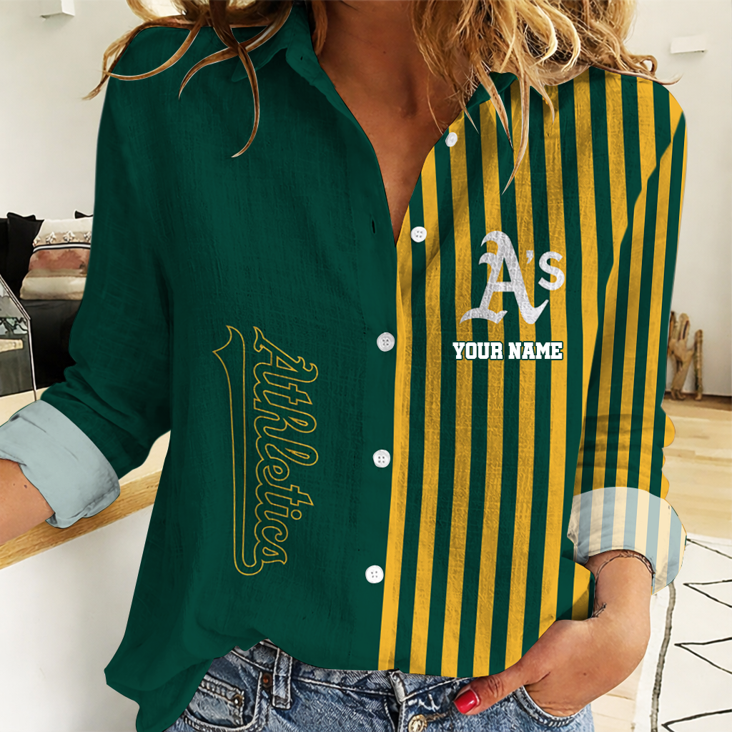 LIMITED EDITION - NEW CUSTOMIZED MLB23 OAS OAKLAND ATHLETICS WOMEN CASUAL SHIRT