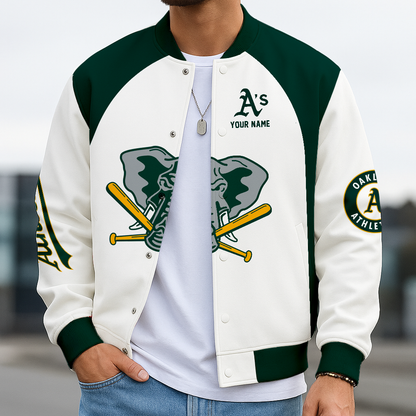 LIMITED EDITION - NEW CUSTOMIZED MLB23 OAS OAKLAND ATHLETICS BASEBALL JACKET, SATIN VARSITY JACKET