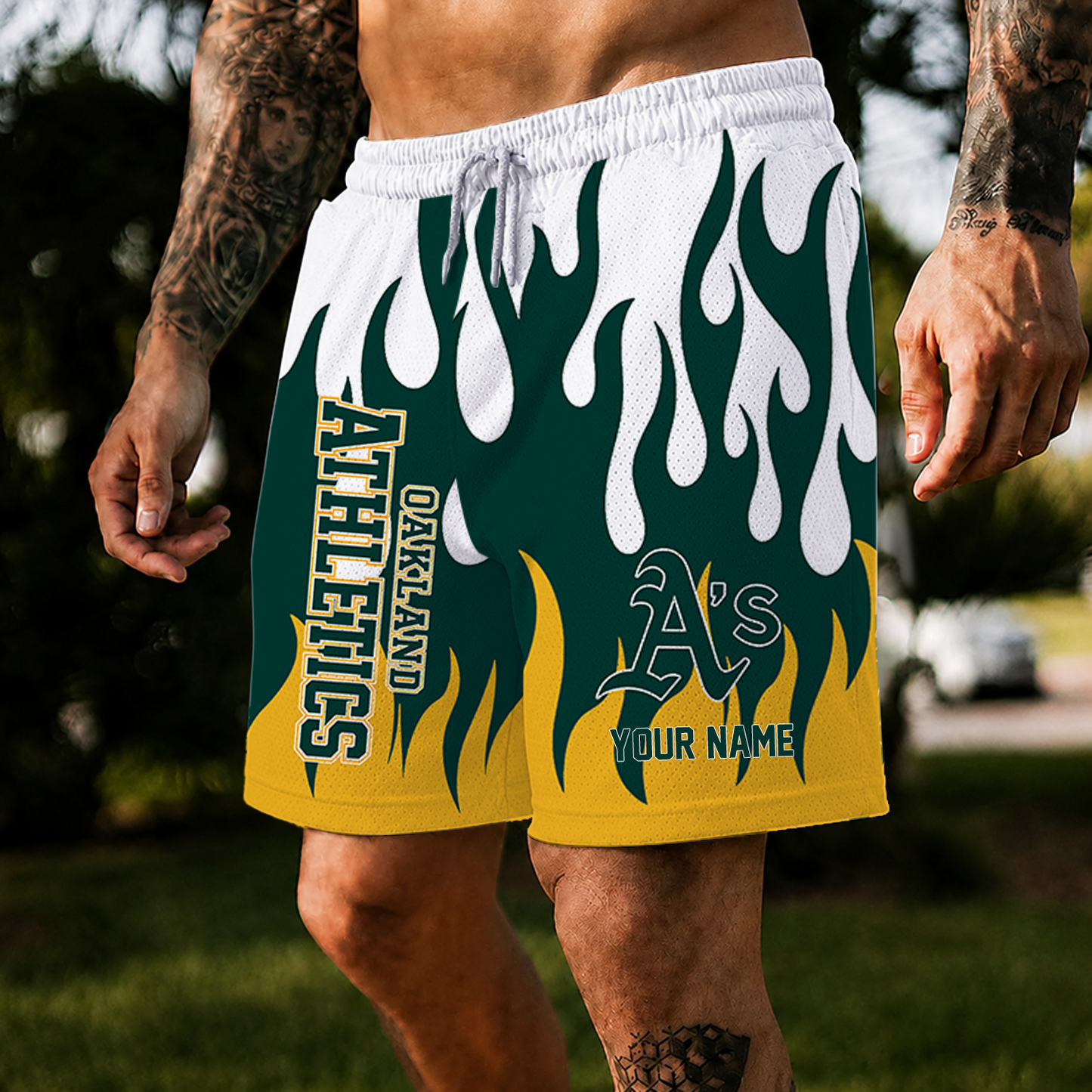 [FLASH SALE] NEW CUSTOMIZED MLB23 OAS OAKLAND ATHLETICS SHORT PANTS