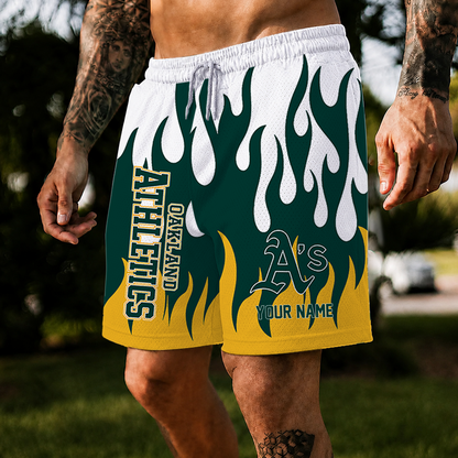 [FLASH SALE] NEW CUSTOMIZED MLB23 OAS OAKLAND ATHLETICS SHORT PANTS