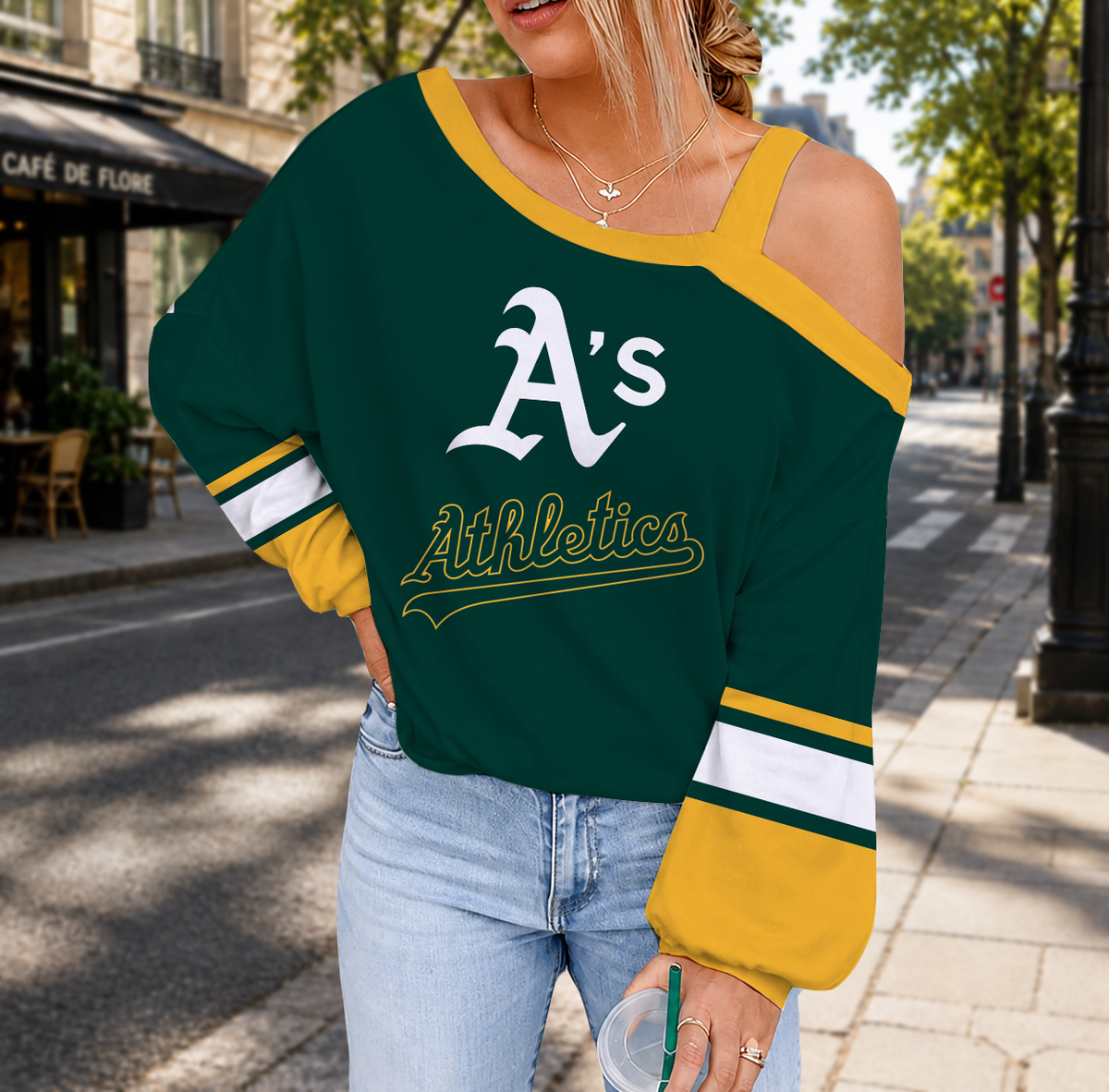 SPECIAL EDITION - NEW CUSTOMIZED MLB23 OAS OAKLAND ATHLETICS DROP SHOULDER SWEATSHIRT