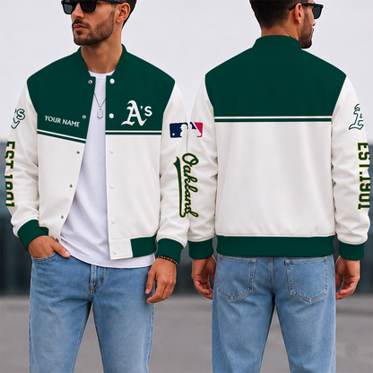SPECIAL EDITION - NEW CUSTOMIZED MLB23 OAS OAKLAND ATHLETICS SATIN VARSITY & BASEBALL JACKET