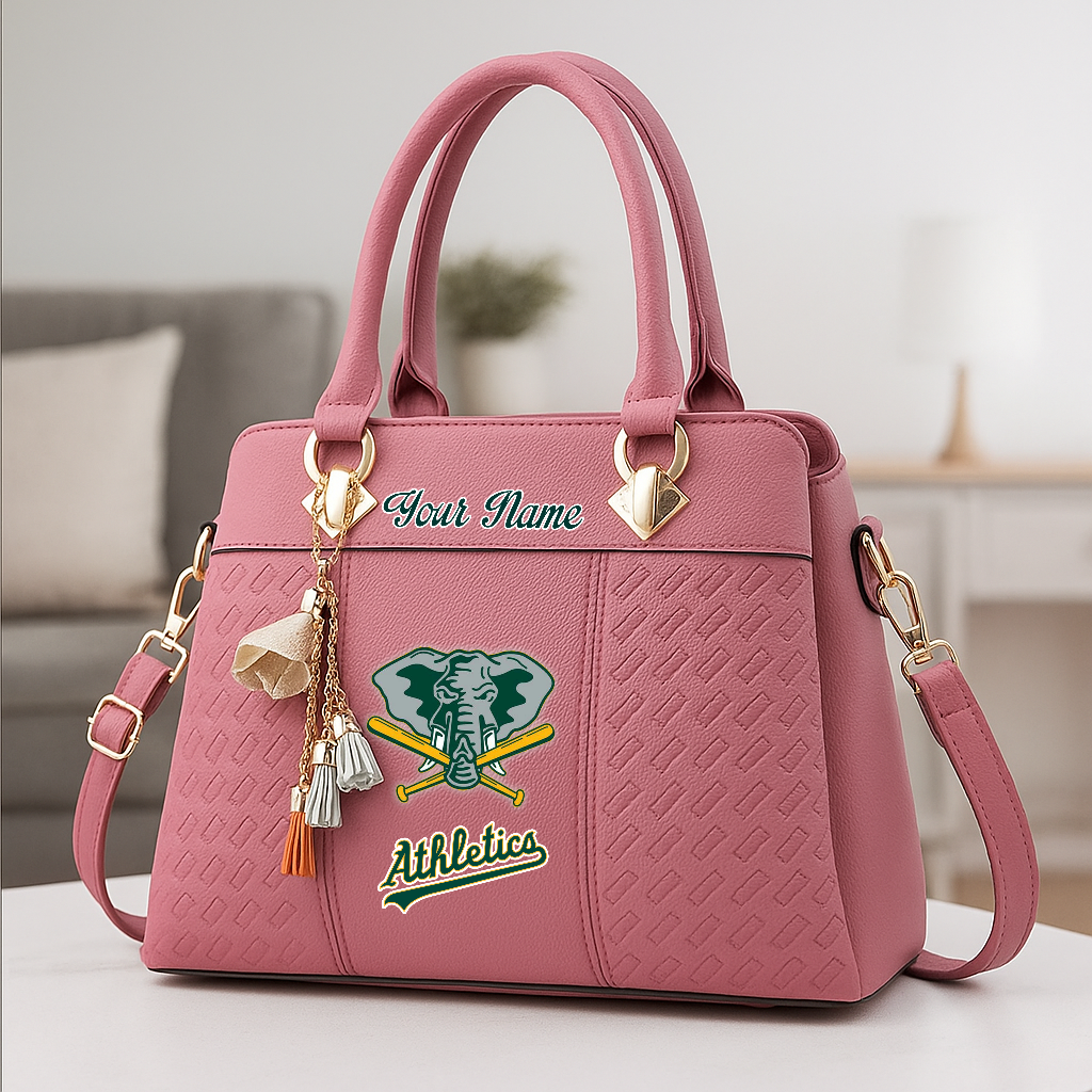 LIMITED EDITION - NEW CUSTOMIZED MLB23 OAS OAKLAND ATHLETICS ZIP HANDBAG MULTICOLOR