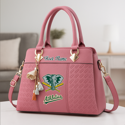 LIMITED EDITION - NEW CUSTOMIZED MLB23 OAS OAKLAND ATHLETICS ZIP HANDBAG MULTICOLOR
