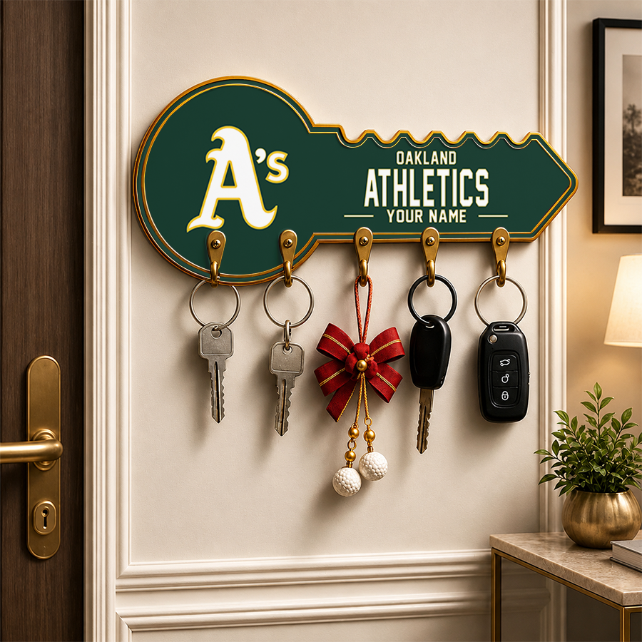 [FLASH SALE] NEW CUSTOMIZED MLB23 OAS OAKLAND ATHLETICS WALL KEY HOLDER FOR HOME