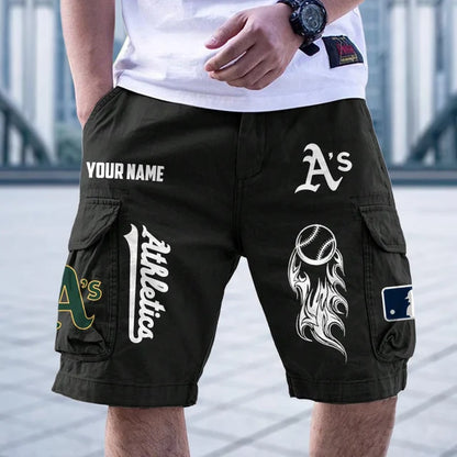 [FLASH SALE] NEW CUSTOMIZED MLB23 OAS OAKLAND ATHLETICS MEN'S CARGO SHORTS