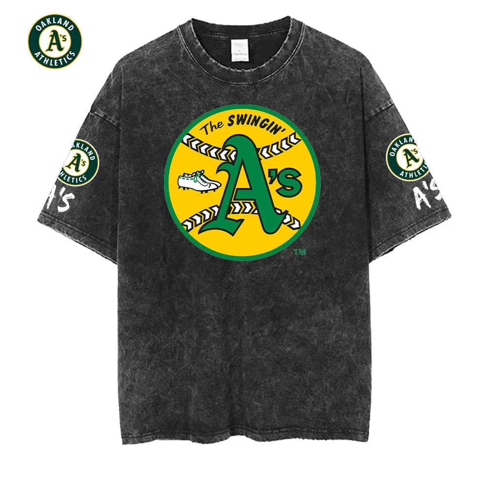 [FLASH SALE] NEW CUSTOMIZED MLB23 OAS OAKLAND ATHLETICS MULTICOLOR WASHED TEE
