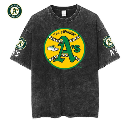 [FLASH SALE] NEW CUSTOMIZED MLB23 OAS OAKLAND ATHLETICS MULTICOLOR WASHED TEE