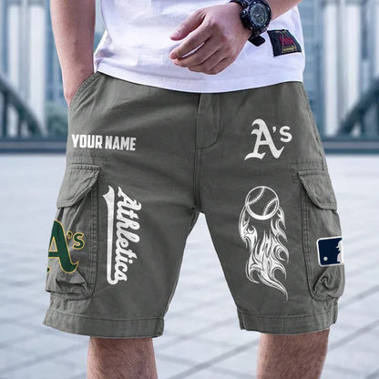 [FLASH SALE] NEW CUSTOMIZED MLB23 OAS OAKLAND ATHLETICS MEN'S CARGO SHORTS
