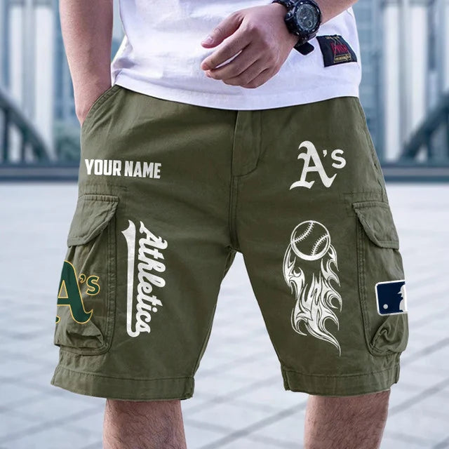 [FLASH SALE] NEW CUSTOMIZED MLB23 OAS OAKLAND ATHLETICS MEN'S CARGO SHORTS