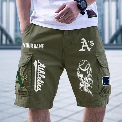 [FLASH SALE] NEW CUSTOMIZED MLB23 OAS OAKLAND ATHLETICS MEN'S CARGO SHORTS