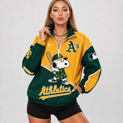 [FLASH SALE] NEW CUSTOMIZED MLB23 OAS OAKLAND ATHLETICS V-NECK ZIPPER SWEATSHIRT JACKET