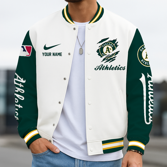LIMITED EDITION - NEW CUSTOMIZED MLB23 OAS OAKLAND ATHLETICS  BASEBALL JACKET, SATIN VARSITY JACKET