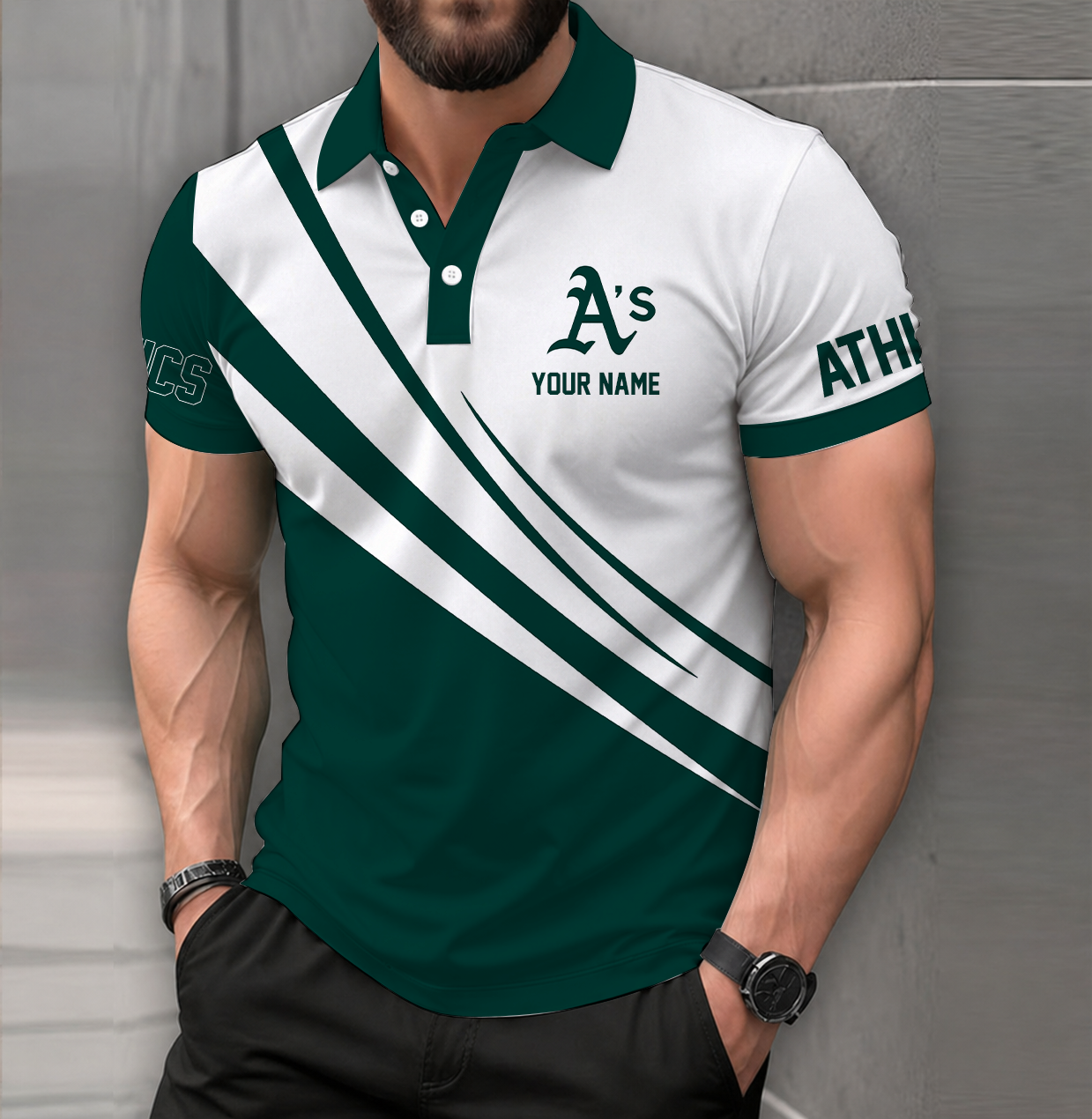 LIMITED EDITION - NEW CUSTOMIZED MLB23 OAS OAKLAND ATHLETICS POLO SHIRT