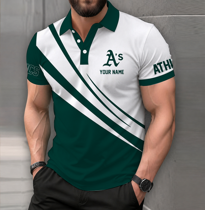 LIMITED EDITION - NEW CUSTOMIZED MLB23 OAS OAKLAND ATHLETICS POLO SHIRT