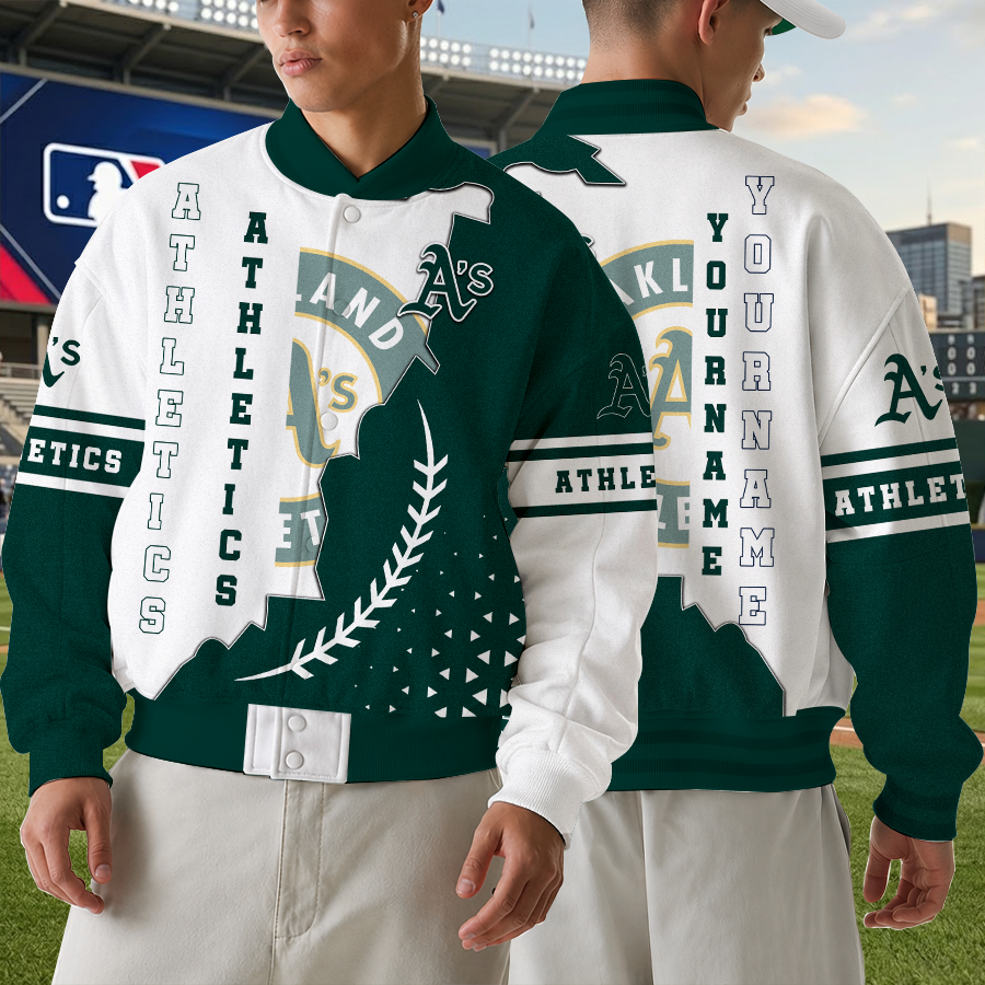 LIMITED EDITION - NEW CUSTOMIZED MLB23 OAS OAKLAND ATHLETICS SATIN VARSITY & BASEBALL JACKET