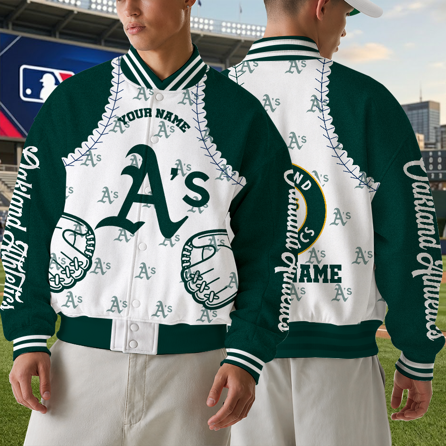 LIMITED EDITION - NEW CUSTOMIZED MLB23 OAS OAKLAND ATHLETICS SATIN VARSITY & BASEBALL JACKET