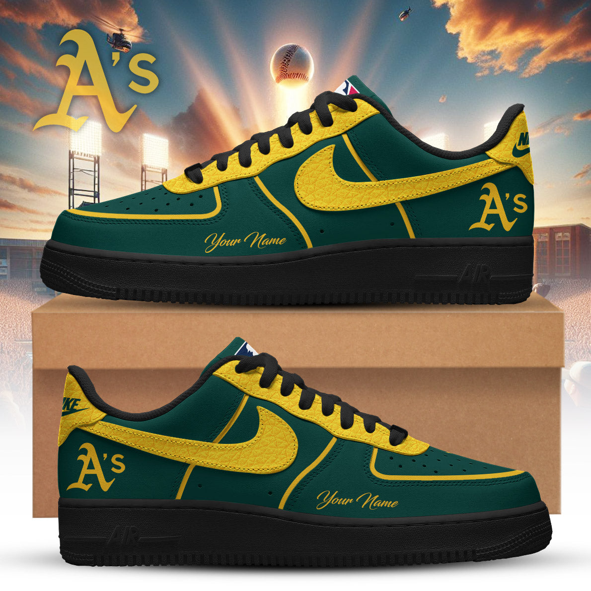 LIMITED EDITION - NEW CUSTOMIZED MLB23 OAS OAKLAND ATHLETICS AF1 SNEAKERS