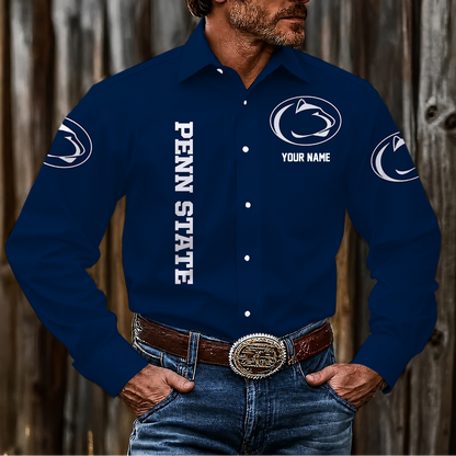 LIMITED EDITION - NEW CUSTOMIZED NCAA FBS23 PNL PENN STATE NITTANY LIONS MEN'S LONG SLEEVE BUTTON-UP SHIRT