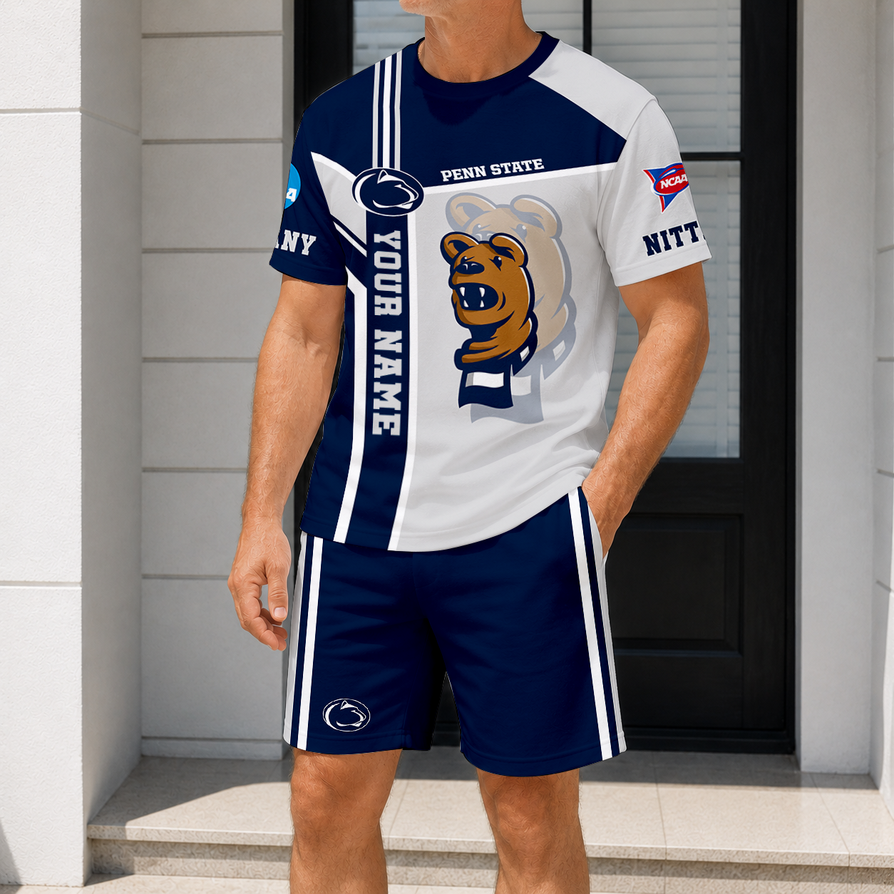 ELITE EDITION - NEW CUSTOMIZED NCAA FBS23 PNL PENN STATE NITTANY LIONS T-SHIRT & SHORT PANTS SET
