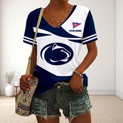 LIMITED DROP - NEW CUSTOMIZED | NCAA FBS23 PNL PS NITTANY LIONS V-NECK FEMALE SHIRT