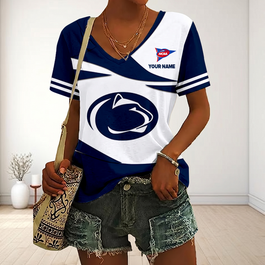 LIMITED DROP - NEW CUSTOMIZED | NCAA FBS23 PNL PS NITTANY LIONS V-NECK FEMALE SHIRT