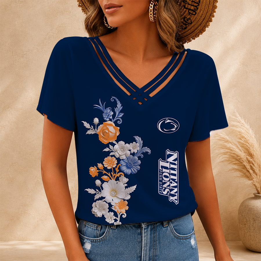 [FAN FAVORITE] NEW CUSTOMIZED NCAA FBS23 PNL PENN STATE NITTANY LIONS V-NECK SHIRT