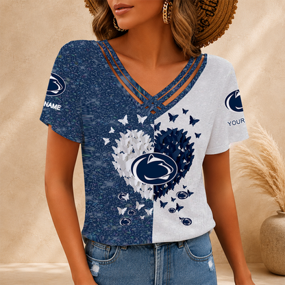 [FAN FAVORITE] NEW CUSTOMIZED NCAA FBS23 PNL PENN STATE NITTANY LIONS V-NECK SHIRT