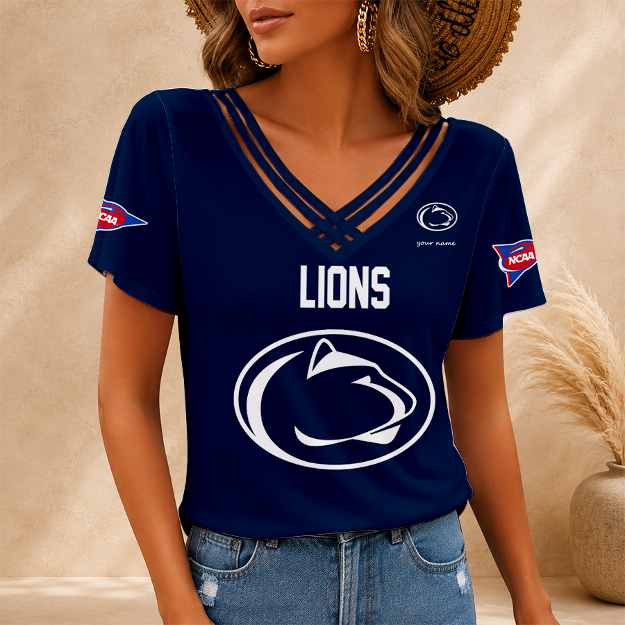 [FAN FAVORITE] NEW CUSTOMIZED NCAA FBS23 PNL PENN STATE NITTANY LIONS V-NECK SHIRT