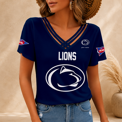 [FAN FAVORITE] NEW CUSTOMIZED NCAA FBS23 PNL PENN STATE NITTANY LIONS V-NECK SHIRT