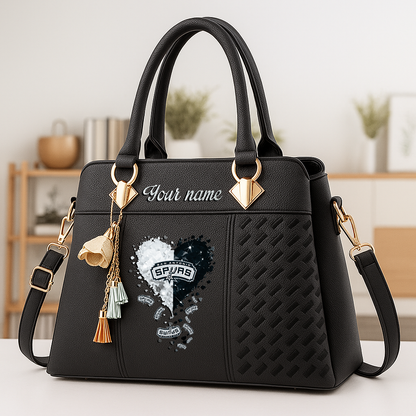 LIMITED EDITION - NEW CUSTOMIZED NBA23 SAS SAN ANTONIO SPURS ZIP HANDBAG MULTICOLOR