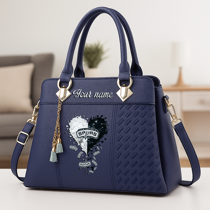 LIMITED EDITION - NEW CUSTOMIZED NBA23 SAS SAN ANTONIO SPURS ZIP HANDBAG MULTICOLOR