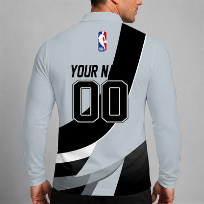 [HOT DEAL] NEW CUSTOMIZED NBA23 SAS SAN ANTONIO SPURS MEN LONG SLEEVE POLO