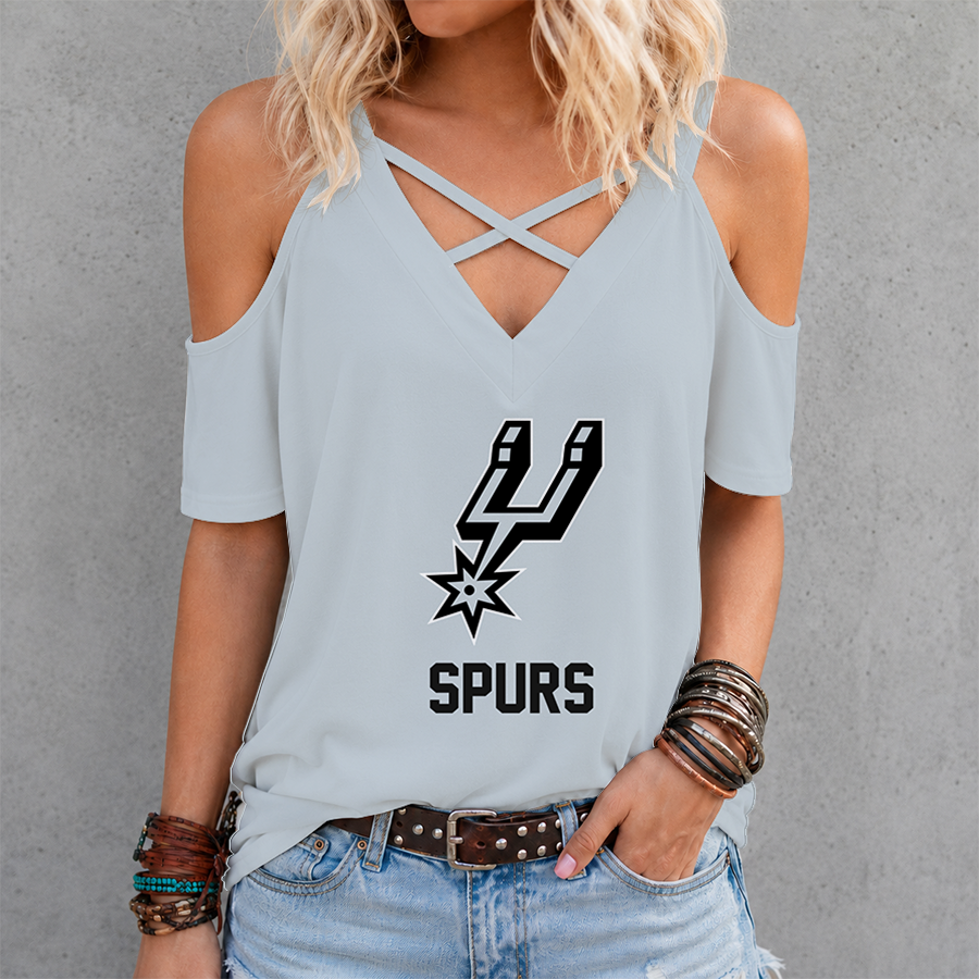 LIMITED EDITION - NEW CUSTOMIZED NBA23 SAS SAN ANTONIO SPURS CRISS CROSS V-NECK TOP