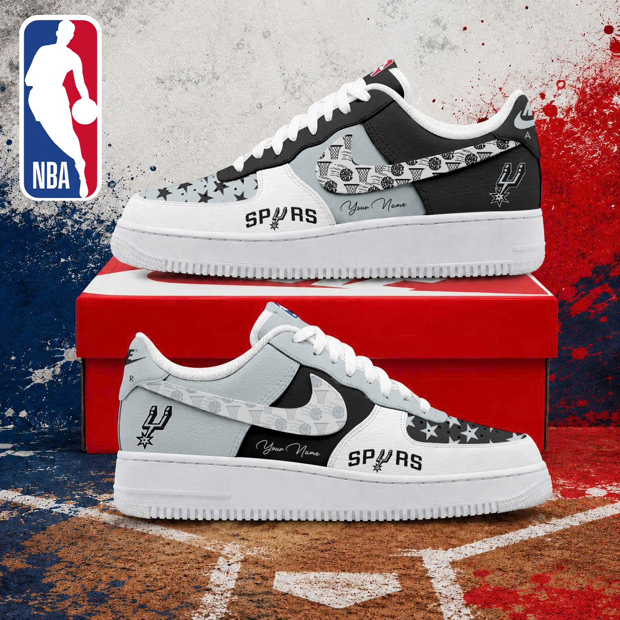LIMITED EDITION - NEW CUSTOMIZED NBA23 SAS SAN ANTONIO SPURS AF1 SNEAKERS