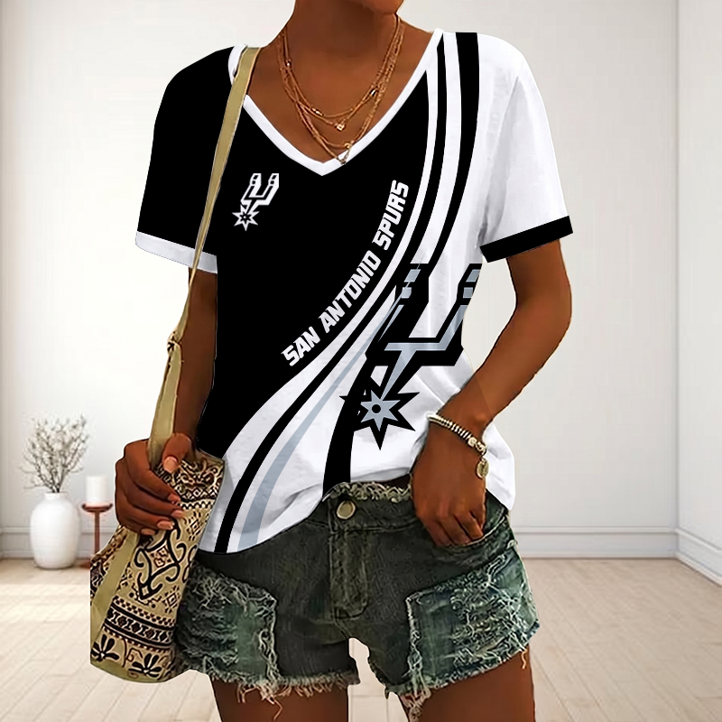 LIMITED EDITION - NEW CUSTOMIZED NBA23 SAS SAN ANTONIO SPURS V-NECK FEMALE SHIRT